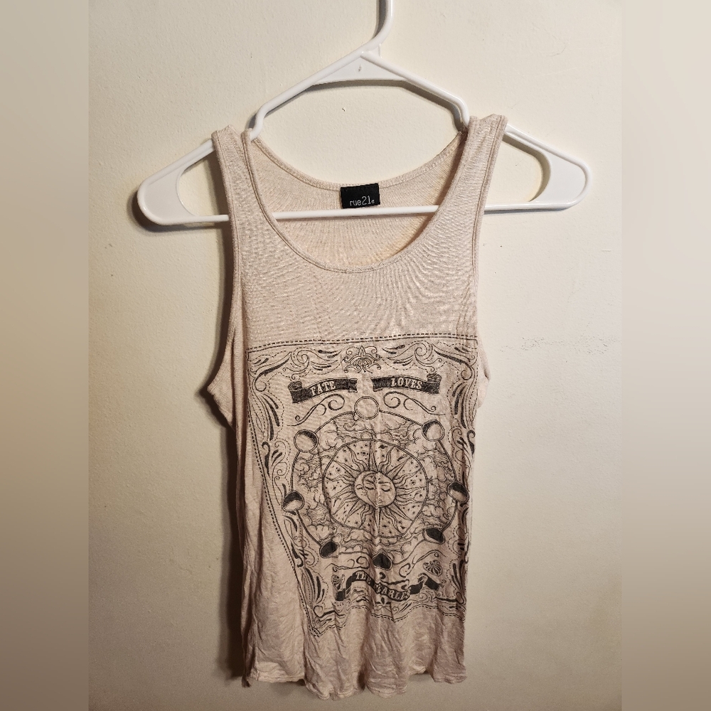 Cream graphic tank top